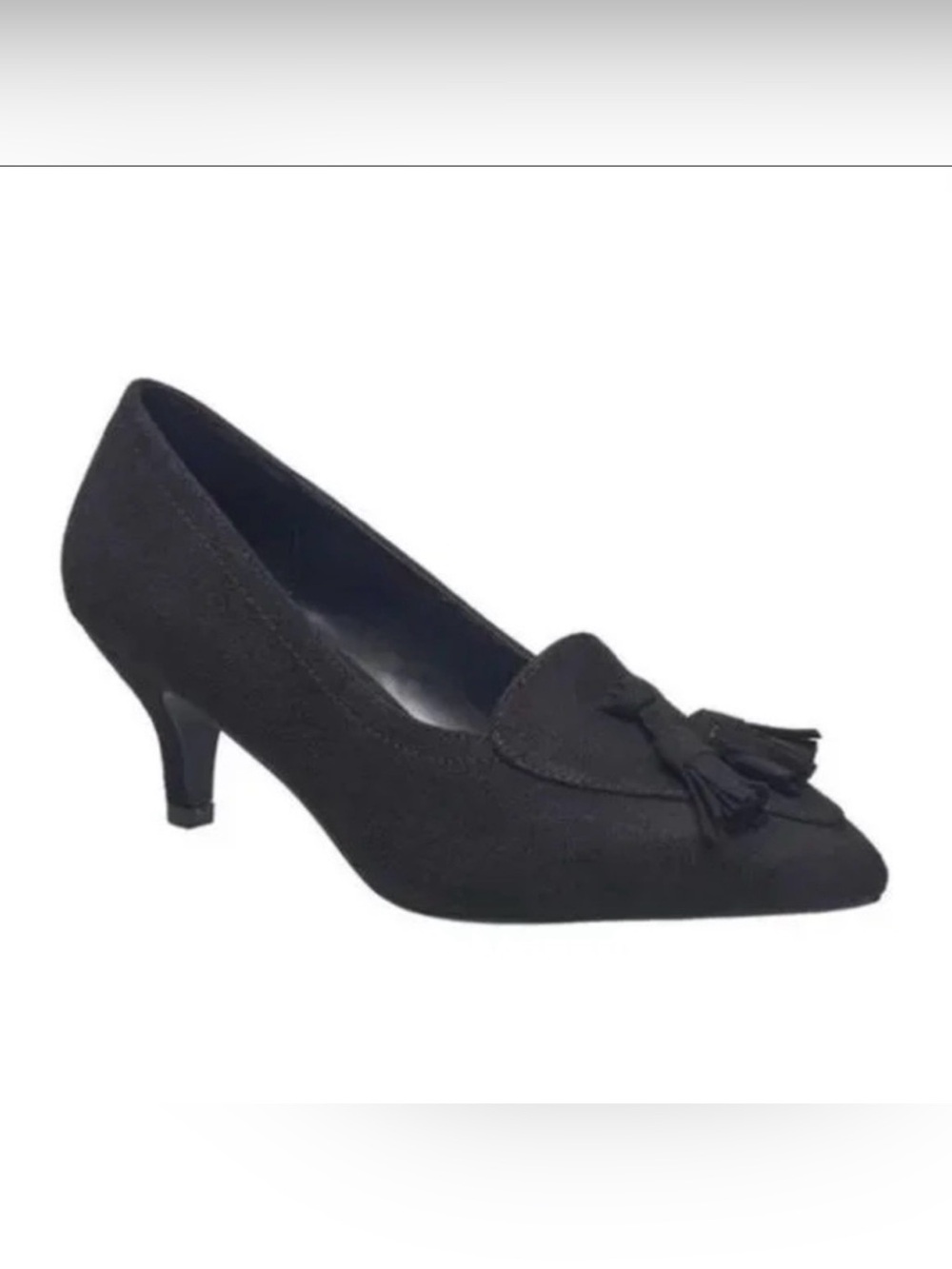 H by Halston Dubai Black Pointed Toe Heeled Tassel Loafer Pumps Women’s Size 10